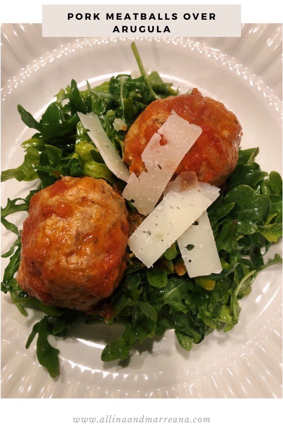 Pork Meatballs Over Lemon Arugula&nbsp;Salad